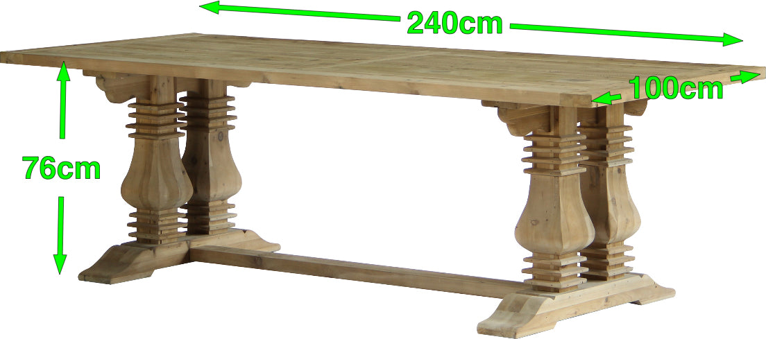 Rune matbord 240 cm - Återvunnen furu - Bordsskiva