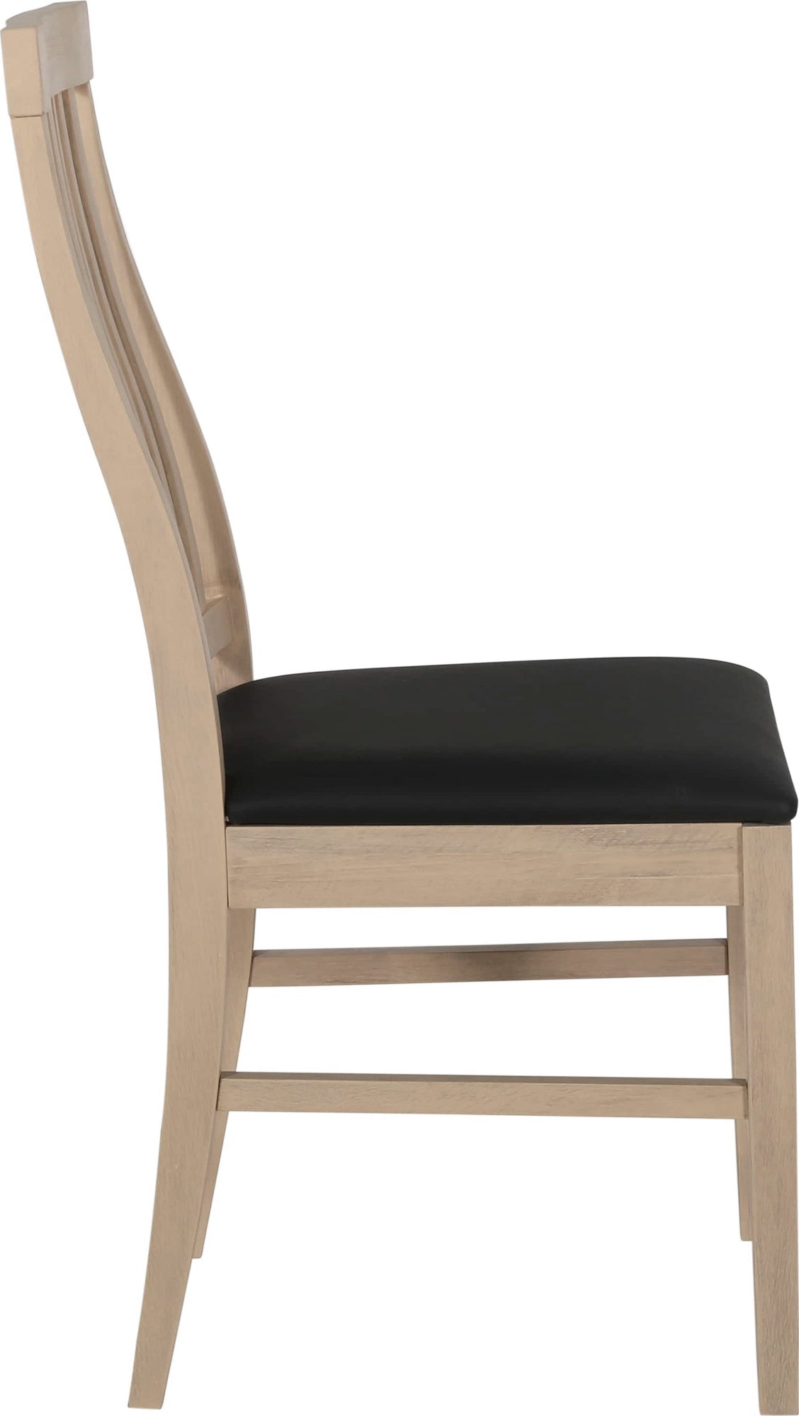 Granit matstol whitewash med svart PU sits