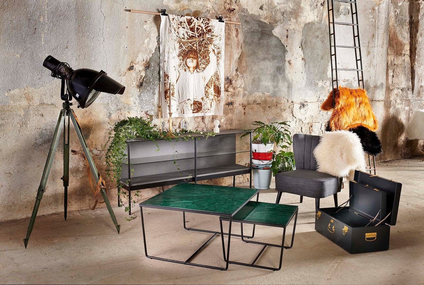 Grön glasskiva med marmormönster (Satsbord)