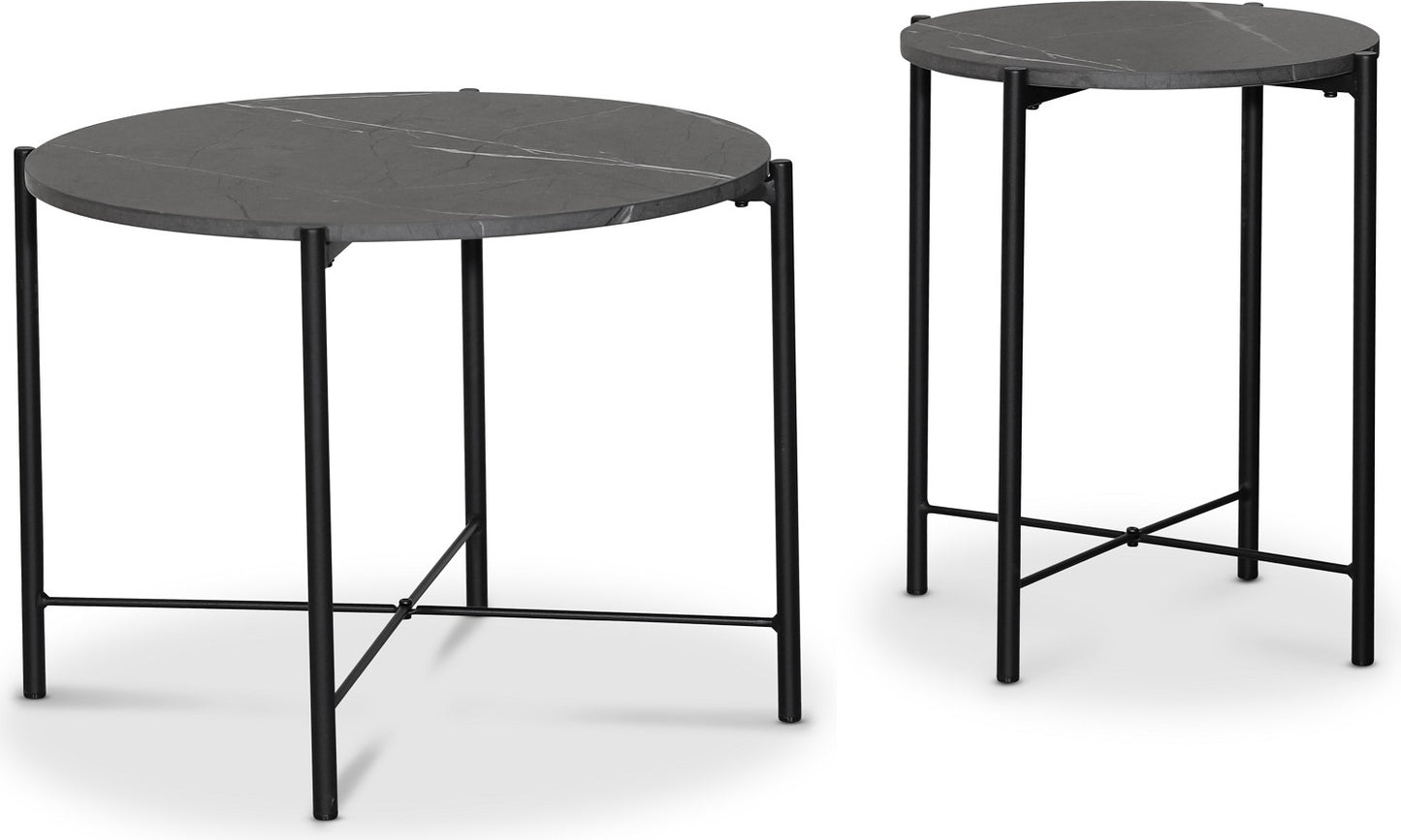 Wayne satsbord 60x60 cm + 40x40 cm - Grå marmorfoliering