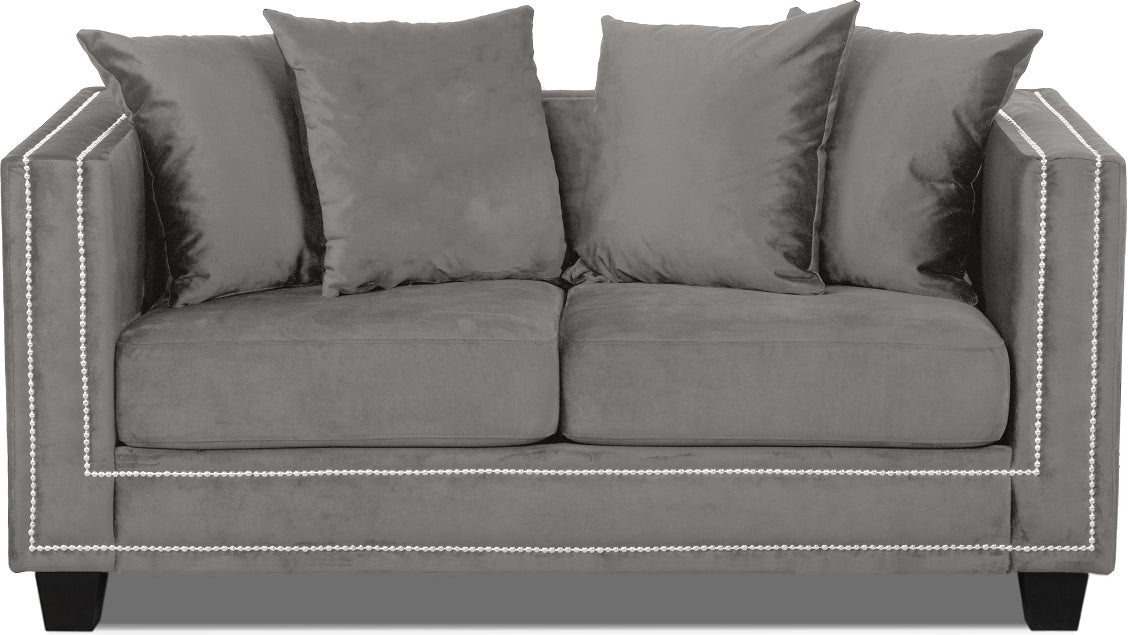 Tempel 2-sits soffa med nitar - Beige matt sammet