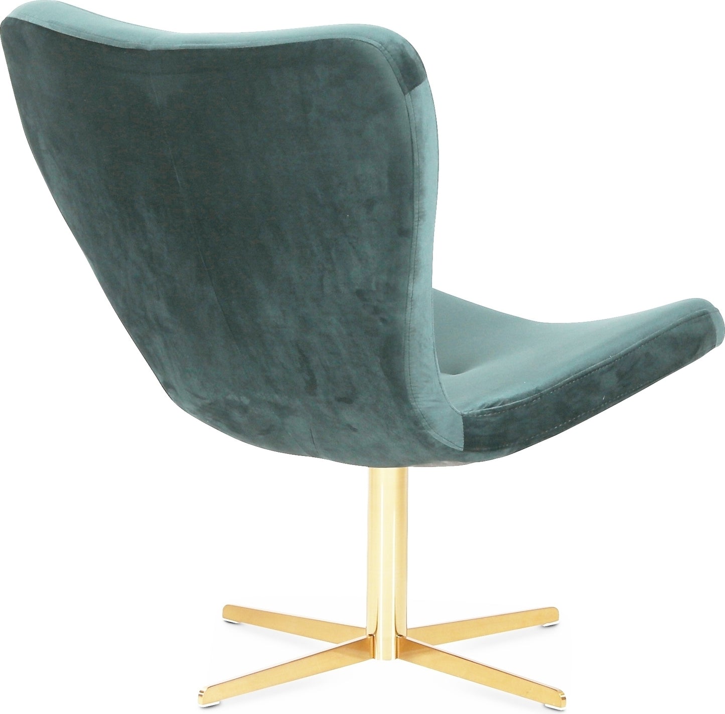 Tulpan designfåtölj i grön sammet med fot i mässing