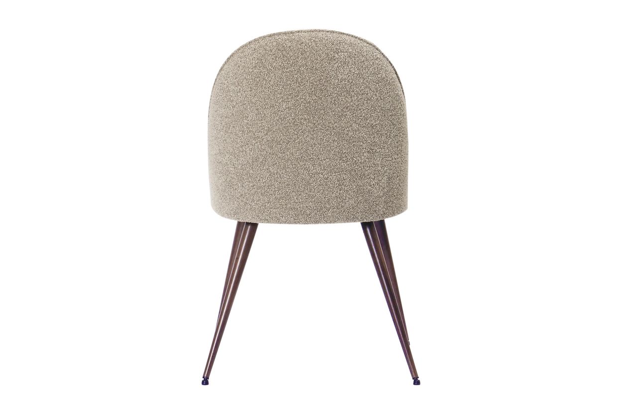 Nikolas Plus Matstol - Greige Bouclé / Metallben Valnöt