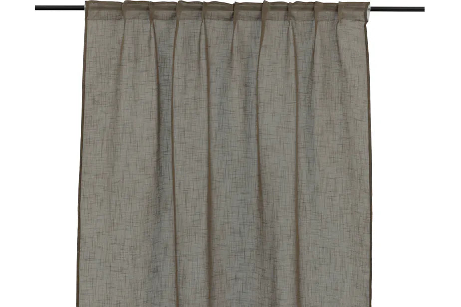 Kaya Curtain Polyester/fake linen - Brown - 140*240 Multi band