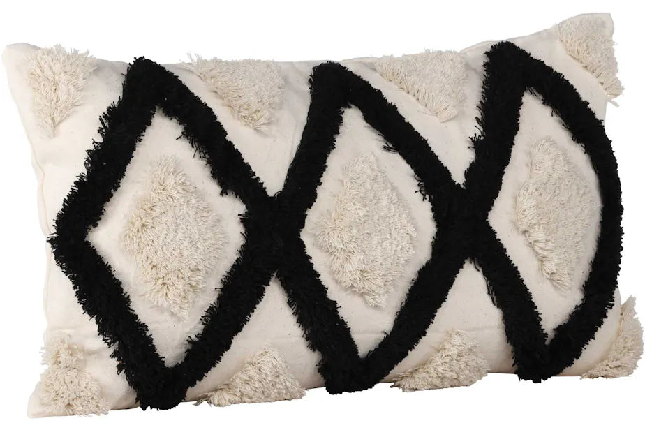 Emelie Cushion Cover Polycotton - BlackWhite // 30x50