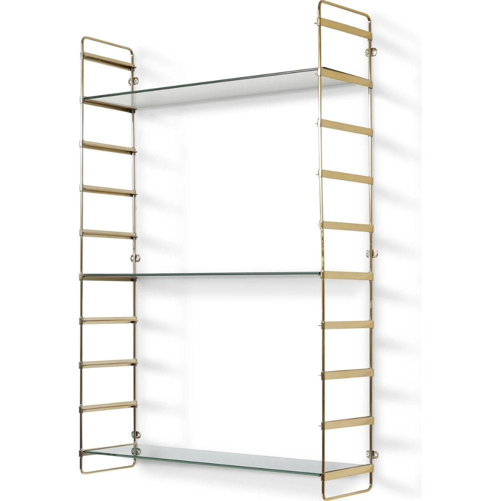 Vit glashylla med marmormönster