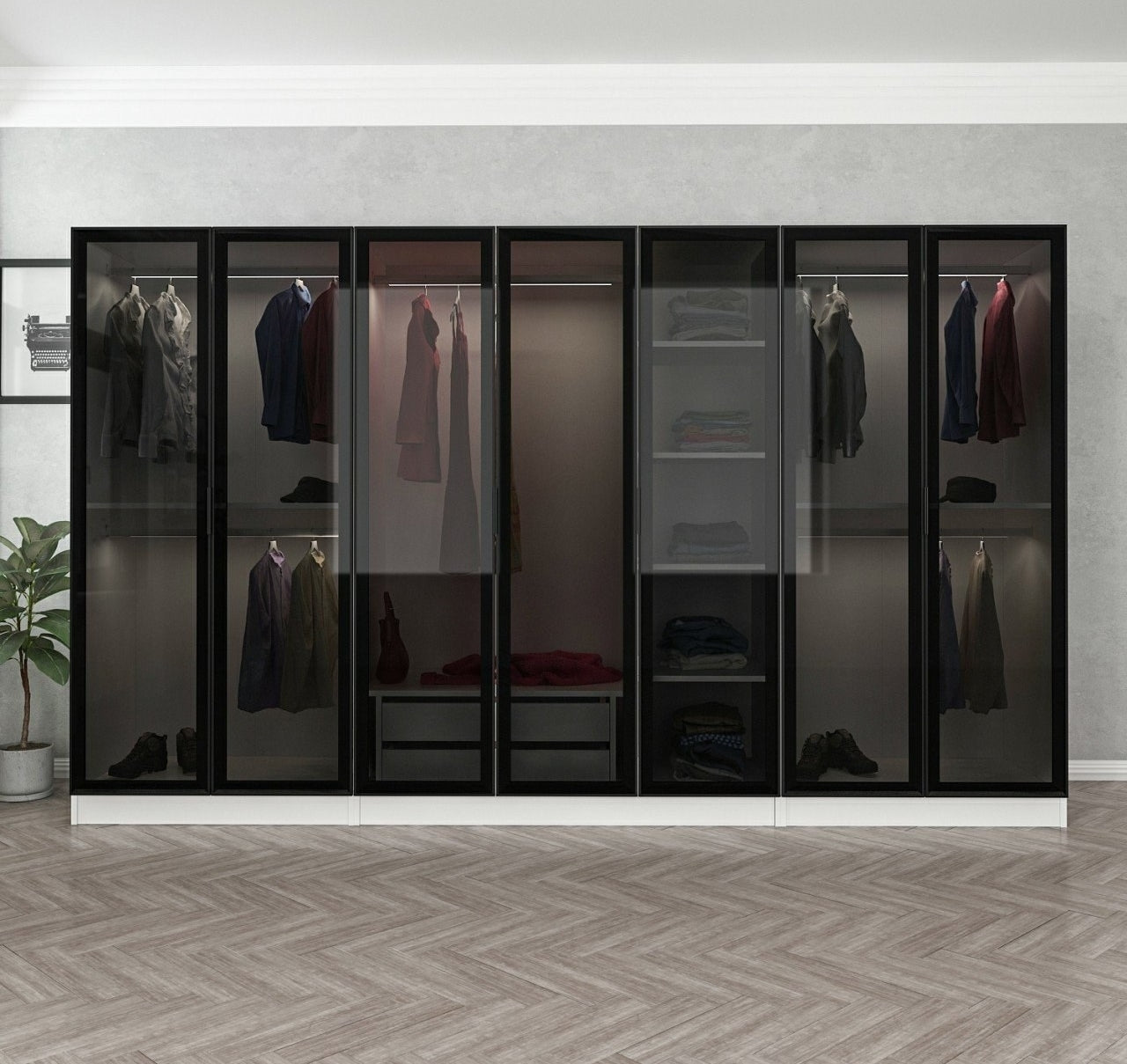 Cavolo garderob 315 x 52 x 190 cm, variant A - Vit