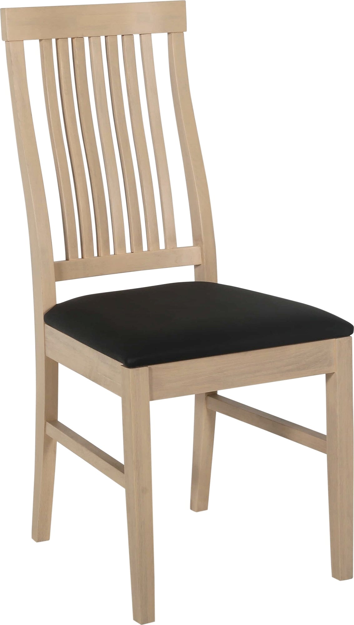 Granit matstol whitewash med svart PU sits