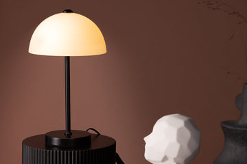 Ferrand Table Lamp - Black / White glass
