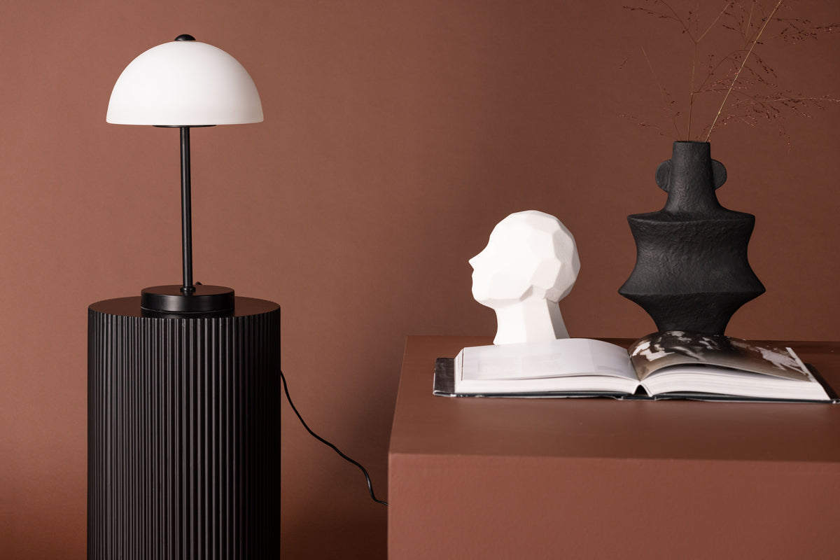 Ferrand Table Lamp - Black / White glass
