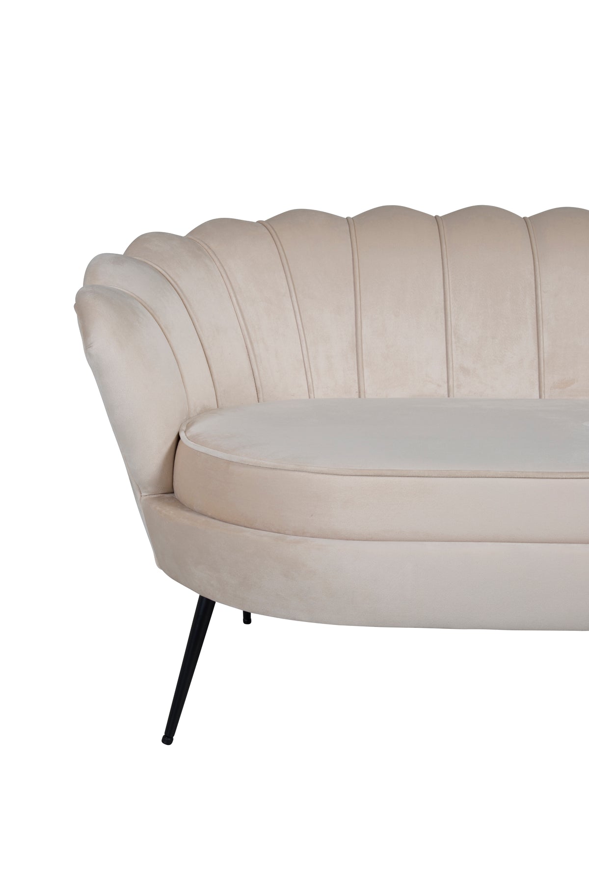 Calais Sofa 3-seater - Beige Velvet - Black Legs