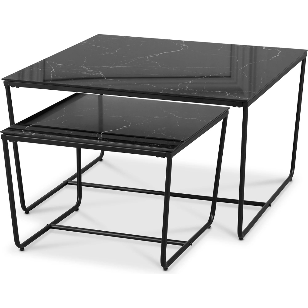 Svart glasskiva med marmormönster (Satsbord)