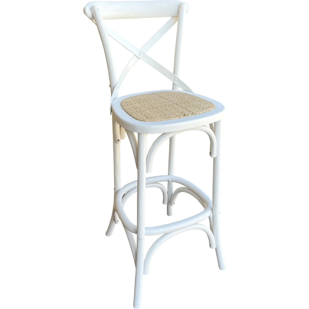 Vintage barstol sitthöjd 72 cm - Rotting / vit