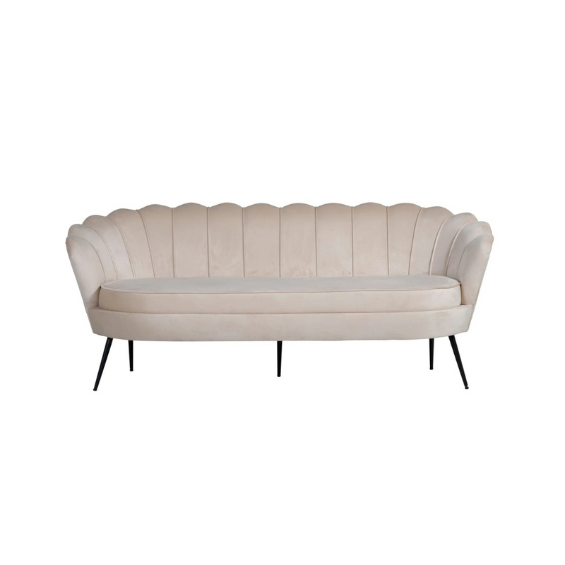 Calais Sofa 3-seater - Beige Velvet - Black Legs