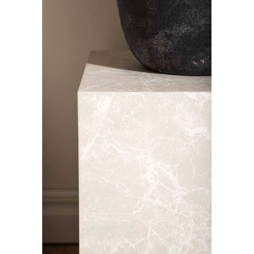 SIDOBORD 45X40X40CM BEIGE MARMOR - Venture Home