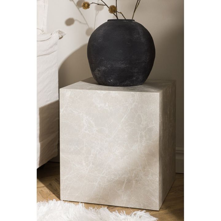 SIDOBORD 45X40X40CM BEIGE MARMOR - Venture Home
