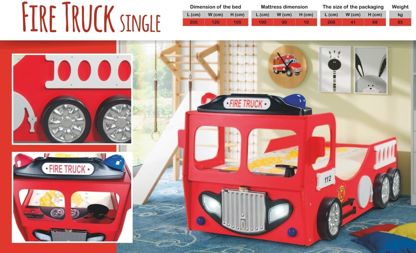 Barnsäng brandbil Alfons