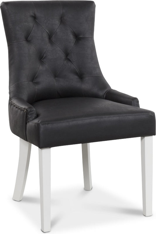 Tuva stol, Svart PU - Vita ben