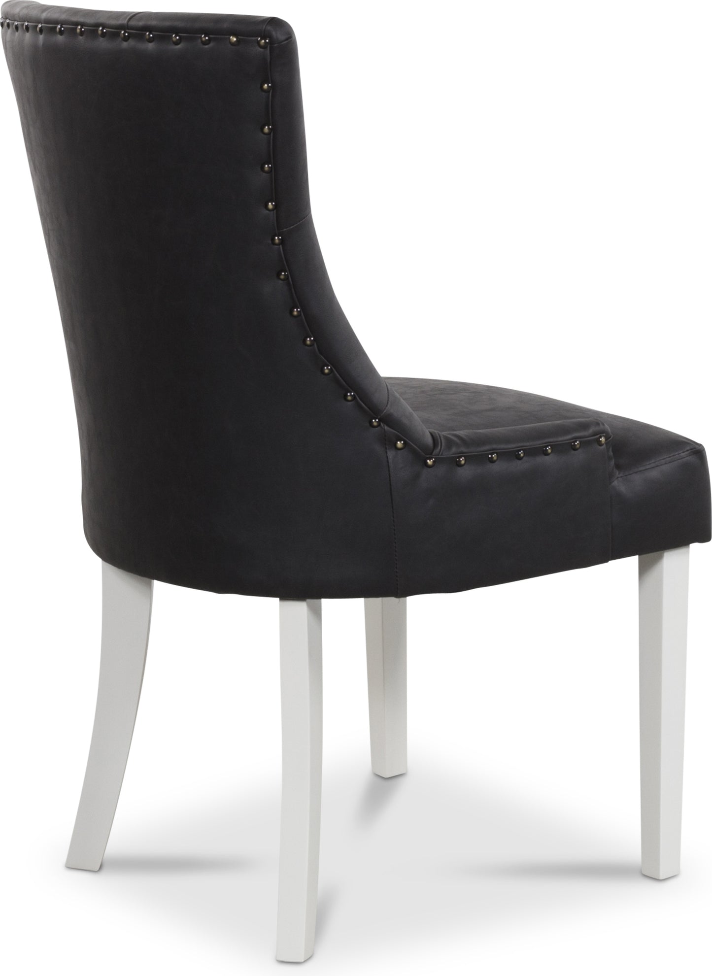 Tuva stol, Svart PU - Vita ben