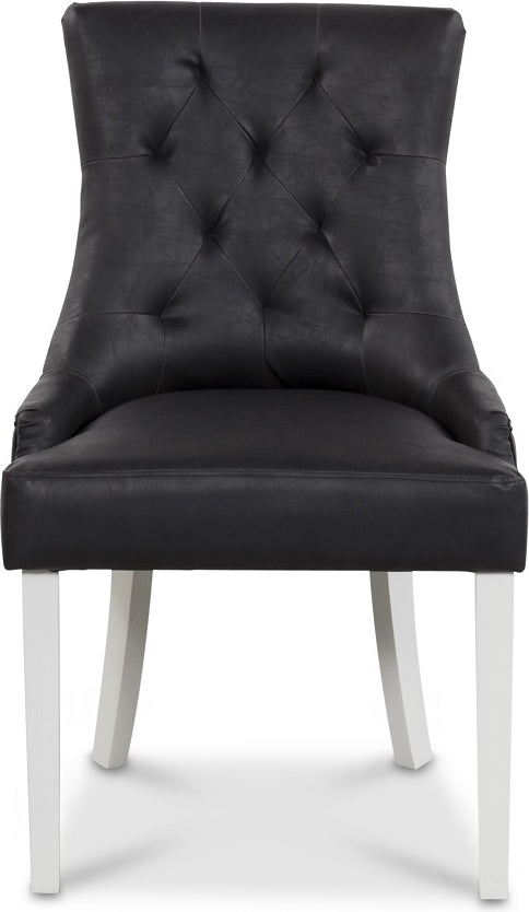 Tuva stol, Svart PU - Vita ben