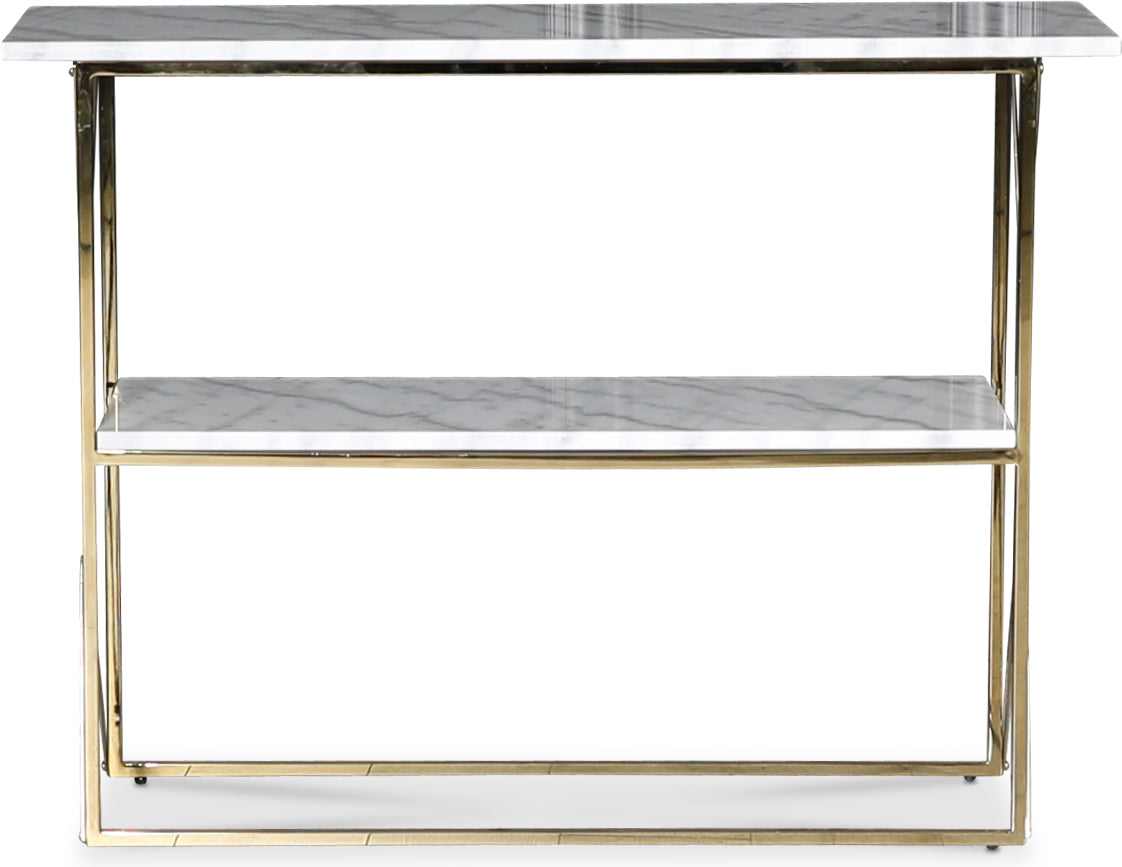Konsolbord i Vit marmorsten och mässing 110x35 cm