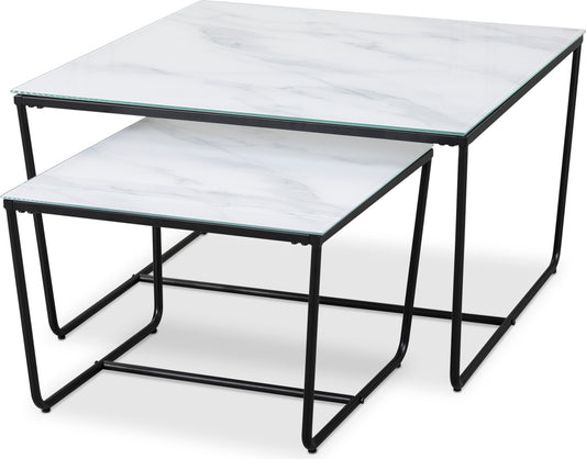 Vit glasskiva med marmormönster (Satsbord)