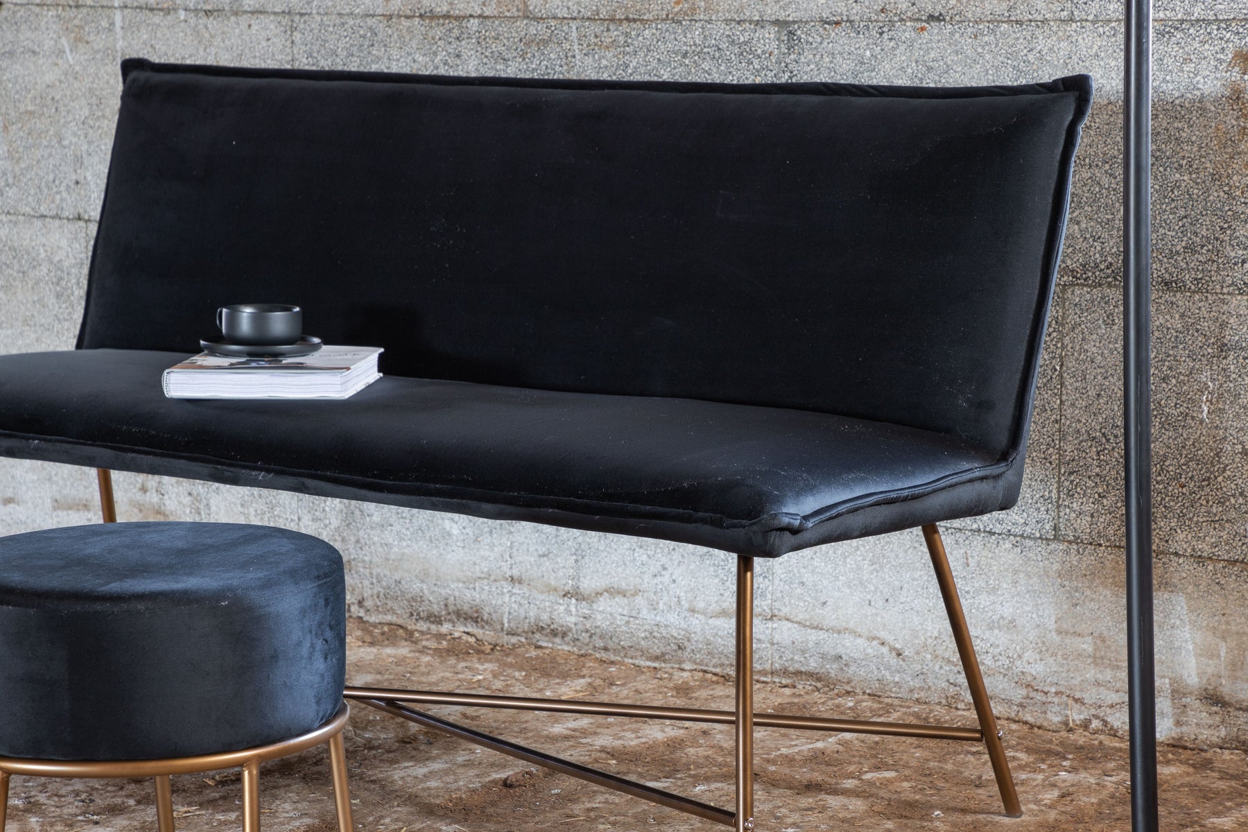 Petra Sofa - Distressed Copper / Black Velvet