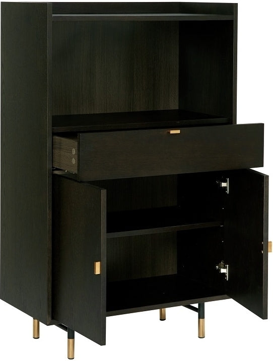 Impala skåp i brunbetsad ek / guld