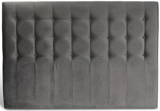 Centa grå sänggavel med knappar (Grå sammet)