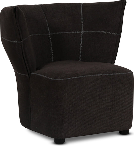 Mullsjö fåtölj i mörkbrunt tyg