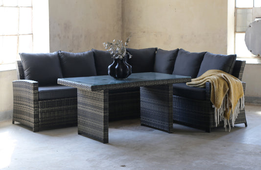 Daven utegrupp med bord - Grå konstrotting