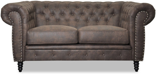 Ashford 2-sits chesterfield - Brunt ecoläder