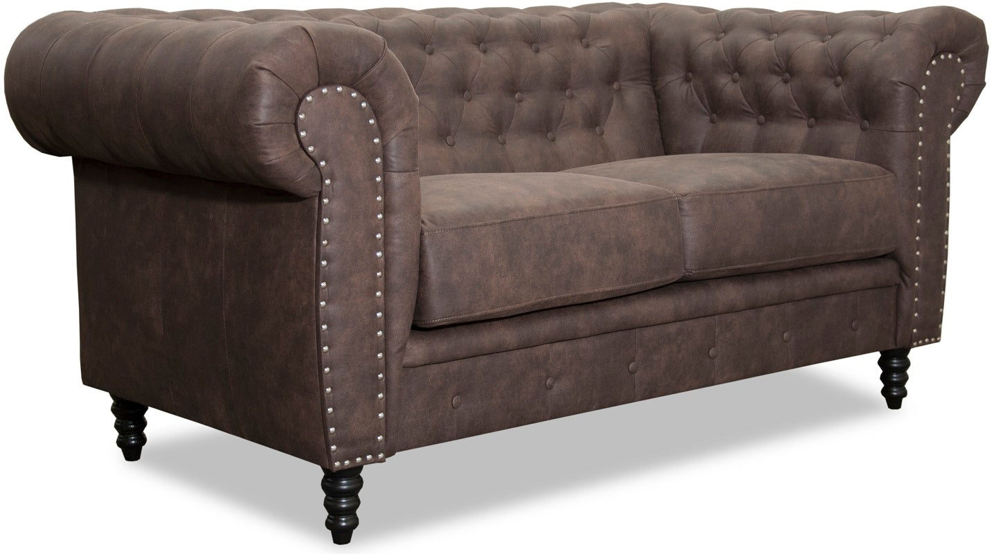 Ashford 2-sits chesterfield - Brunt ecoläder