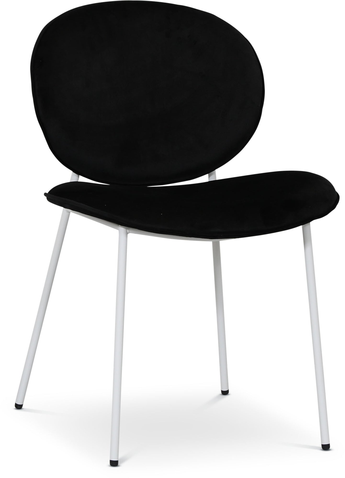 Palle stol i svart sammet med vita ben