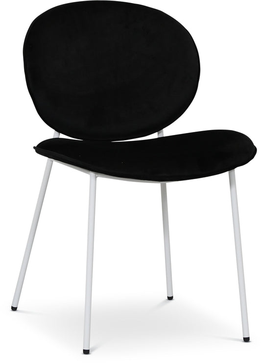 Palle stol i svart sammet med vita ben