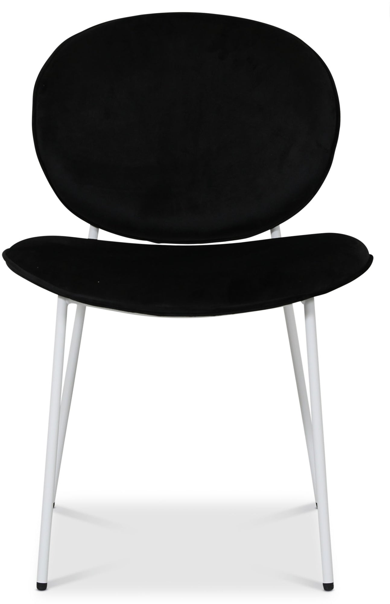 Palle stol i svart sammet med vita ben
