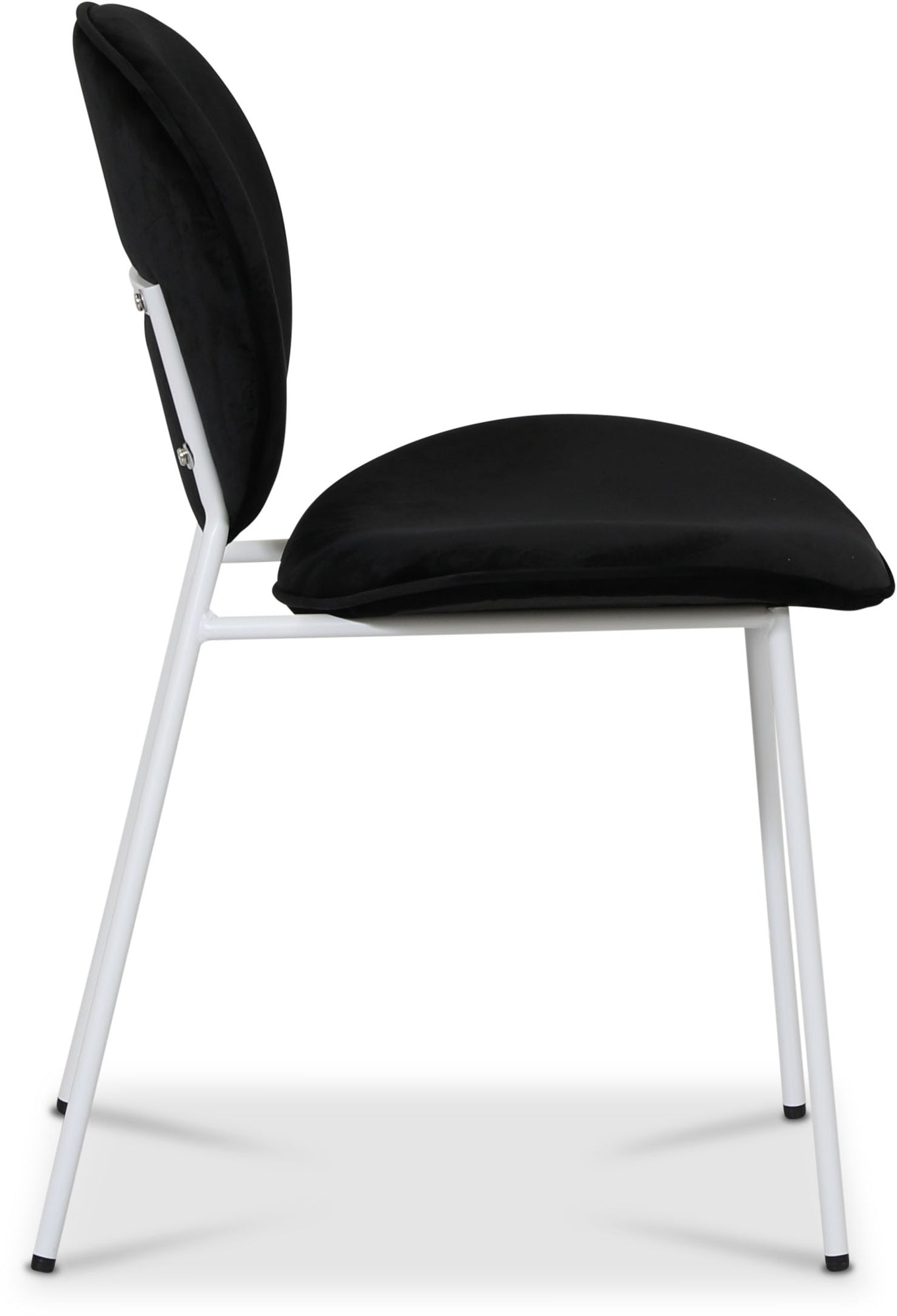 Palle stol i svart sammet med vita ben