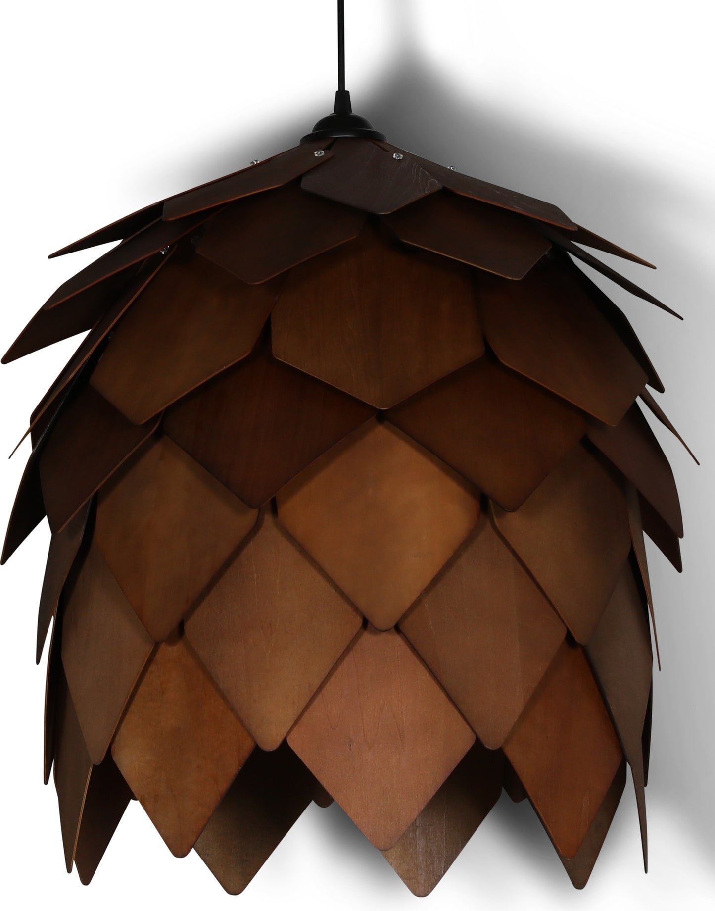 Frost rund lampa med lameller i valnöt