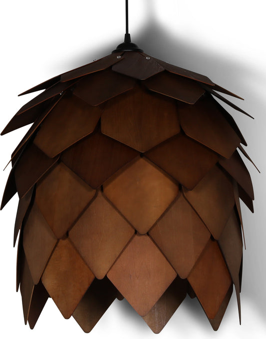 Frost rund lampa med lameller i valnöt