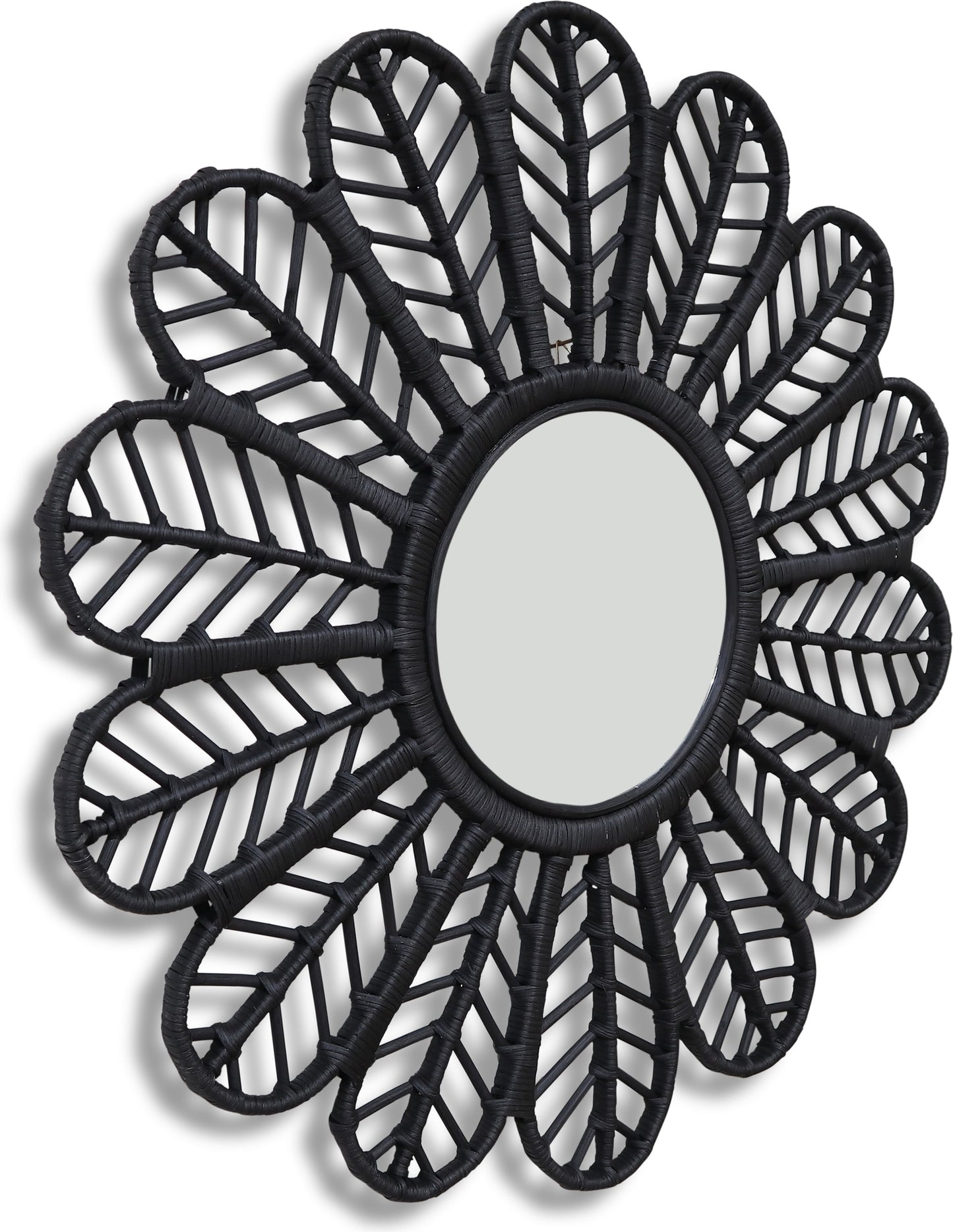 Peacock svart rund spegel Ø90 cm