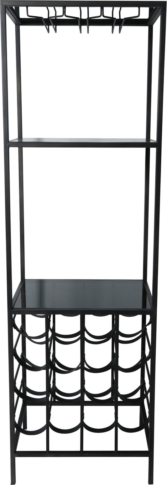 Cartier vinställ med hållare för vinglas 160x50 cm - Svart metall