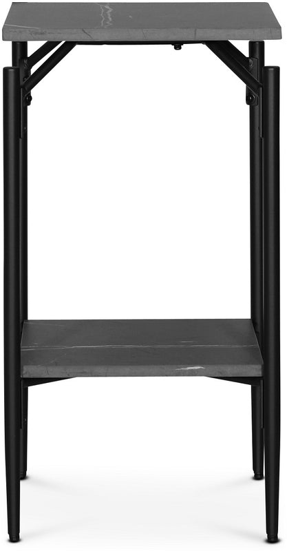 Wayne sängbord högt med hylla 75 x 40 x 40 cm - Grå marmorfoliering