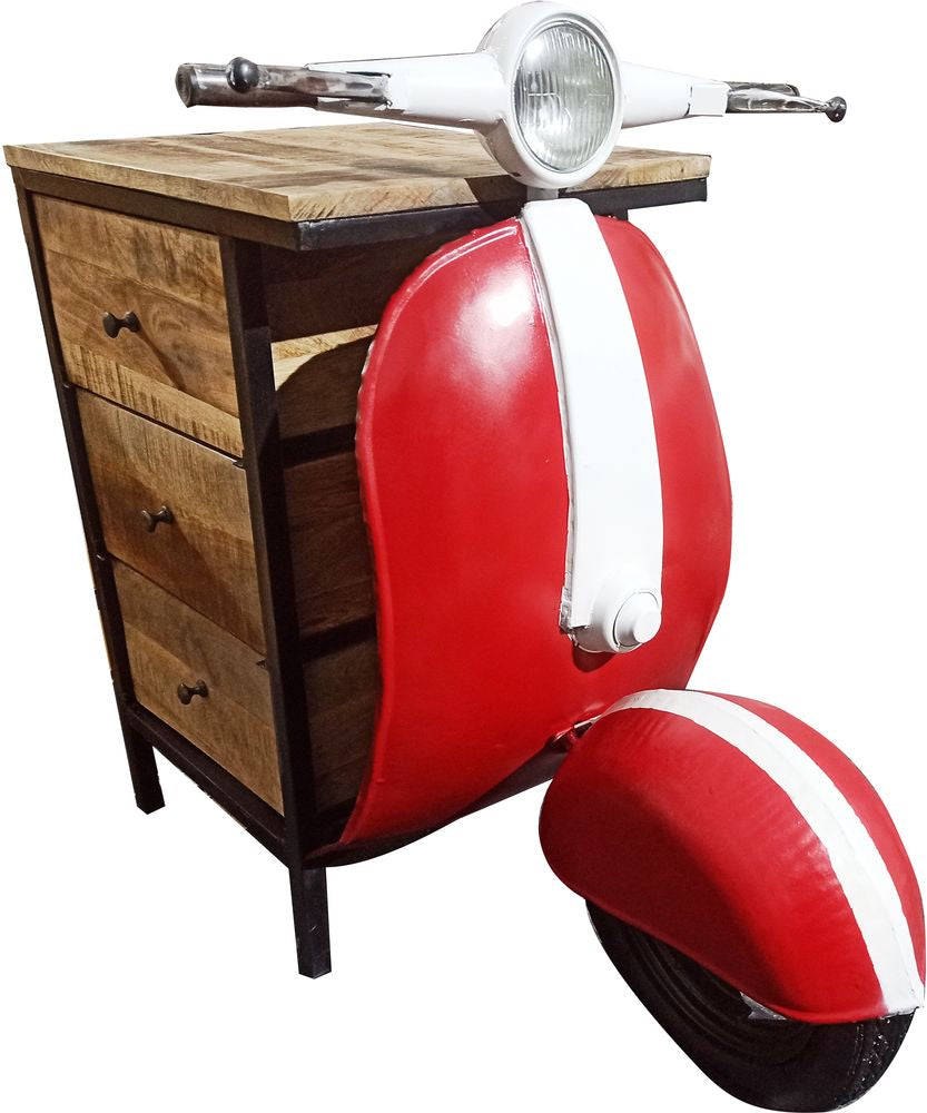 Vintage Vespa byrå med lådor - Röd/vit
