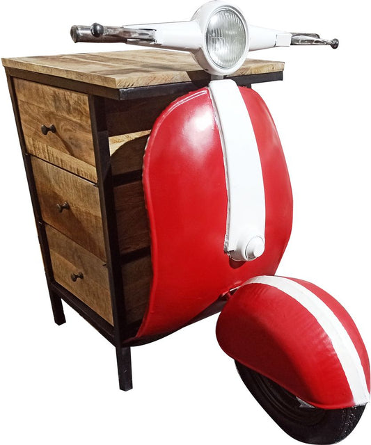 Vintage Vespa byrå med lådor - Röd/vit