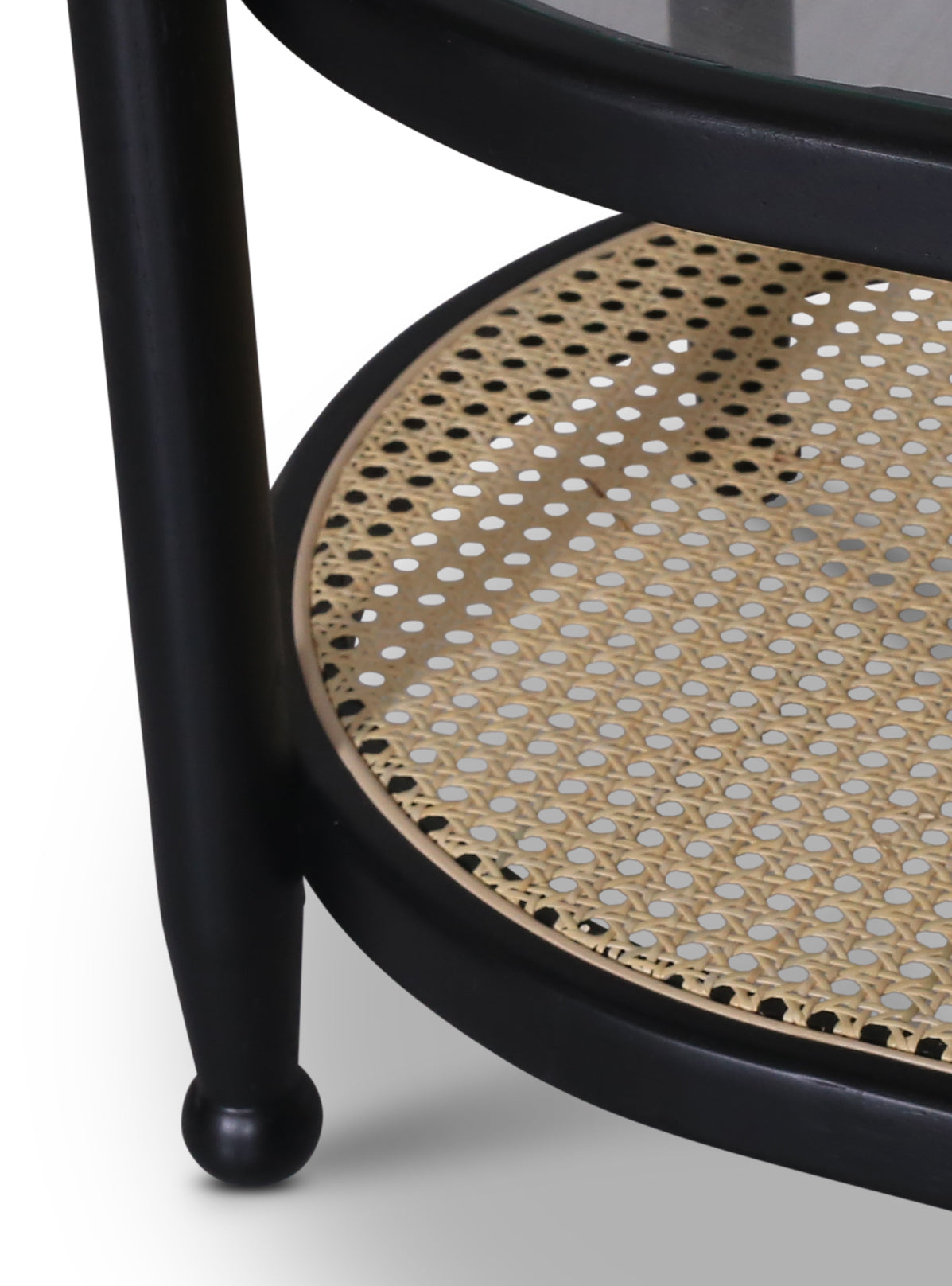 Nemo ovalt soffbord i rotting med glasskiva 100 x 48,5 cm