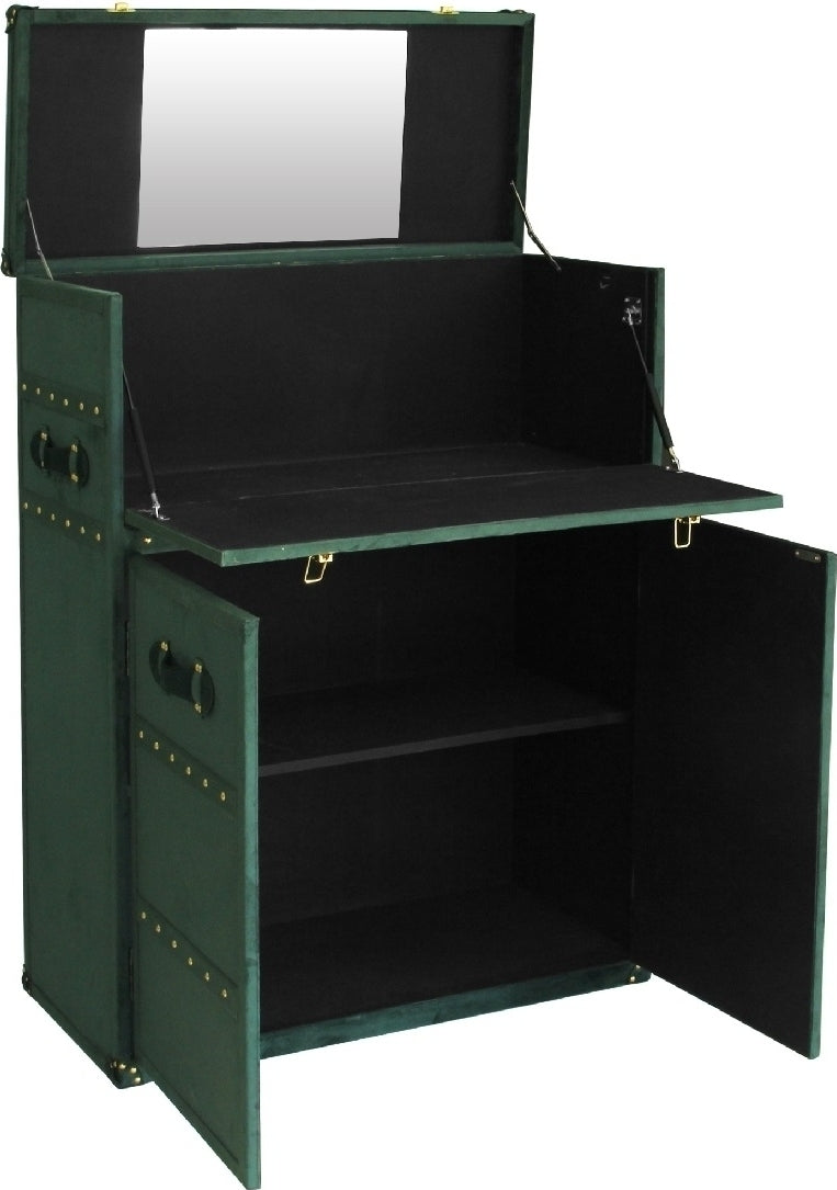 Petit Premium barskåp med spegel - Grön sammet