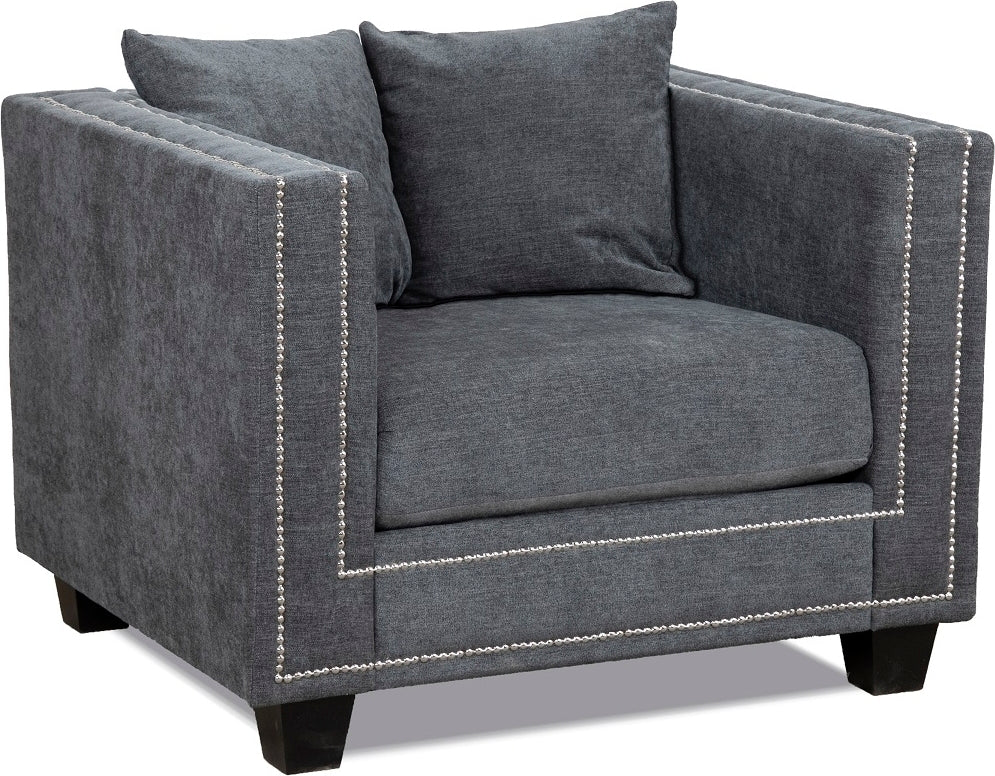 Tempel fåtölj med nitar - Grå (Tyg)