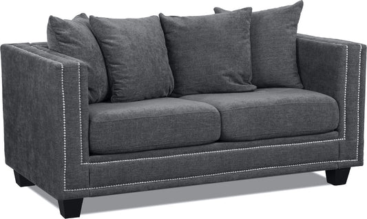 Tempel 2-sits soffa med nitar - Grå (Tyg)