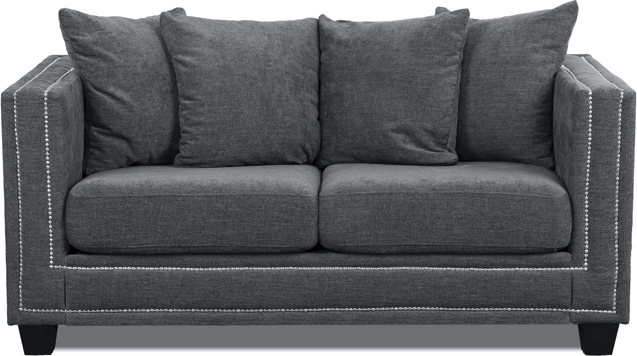 Tempel 2-sits soffa med nitar - Grå (Tyg)