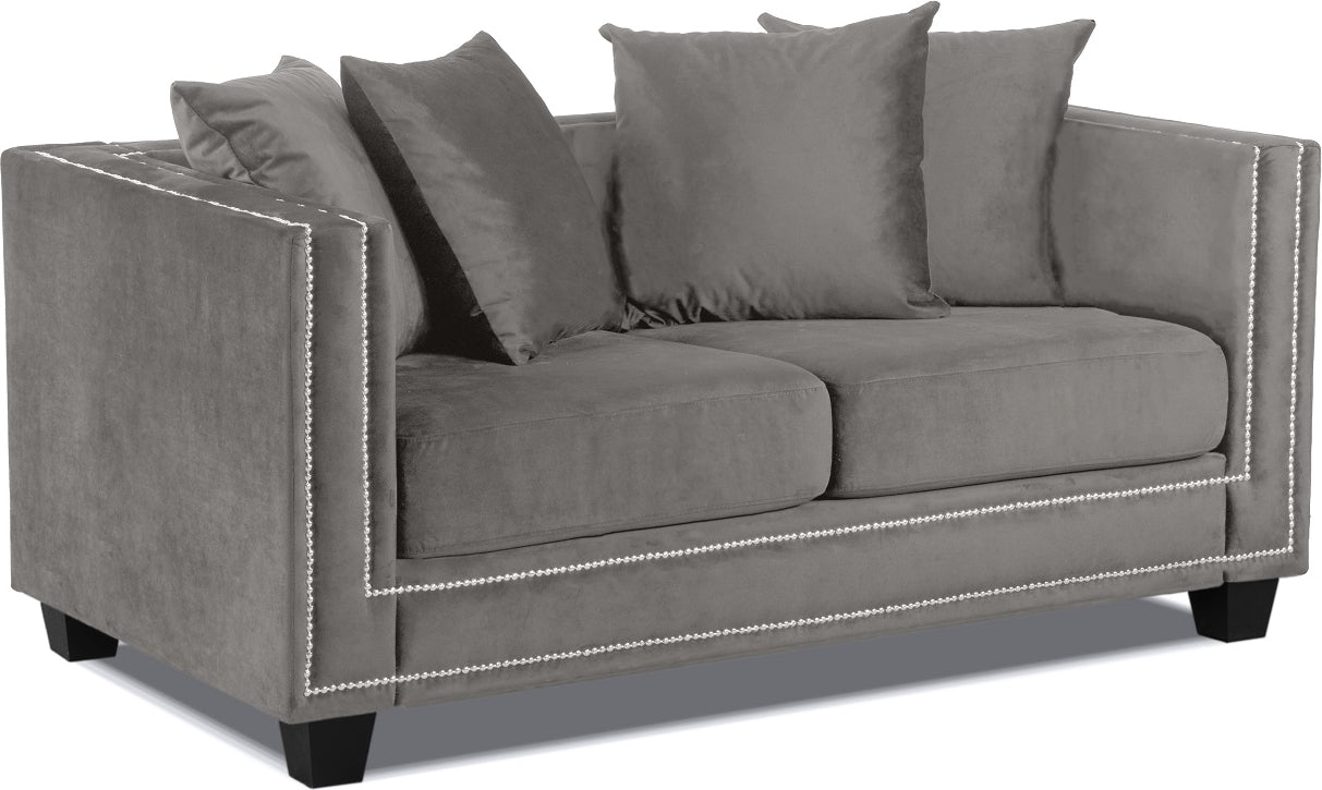 Tempel 2-sits soffa med nitar - Beige matt sammet